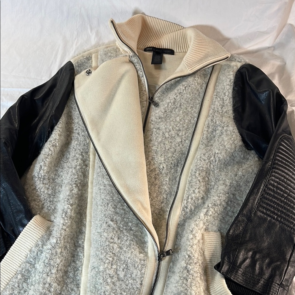 Marc By Marc Jacobs Beautiful Cream and Black Long Boucle Jacket - Picture 4 of 12